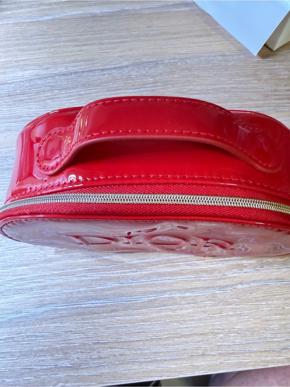 Dior Red Patent Logo Top-Handle Makeup Bag - Picture 8 of 13